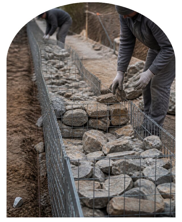 Установка габионов на участке под ключ в Красногорске для ограждения